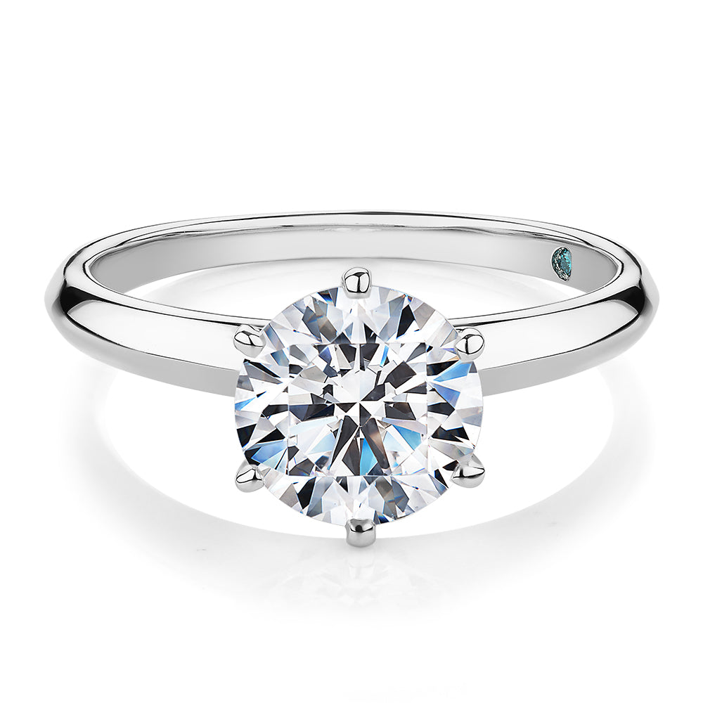 Premium Certified Laboratory Created Diamond, 2.00 carat round brilliant solitaire engagement ring in 14 carat white gold