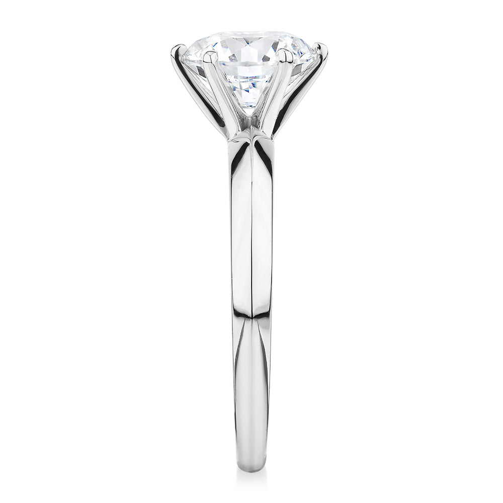 Premium Certified Laboratory Created Diamond, 2.00 carat round brilliant solitaire engagement ring in 14 carat white gold