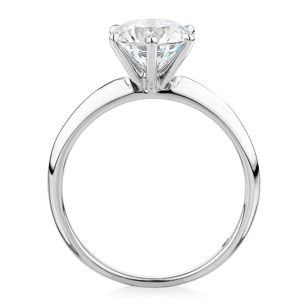 Premium Certified Laboratory Created Diamond, 2.00 carat round brilliant solitaire engagement ring in 14 carat white gold
