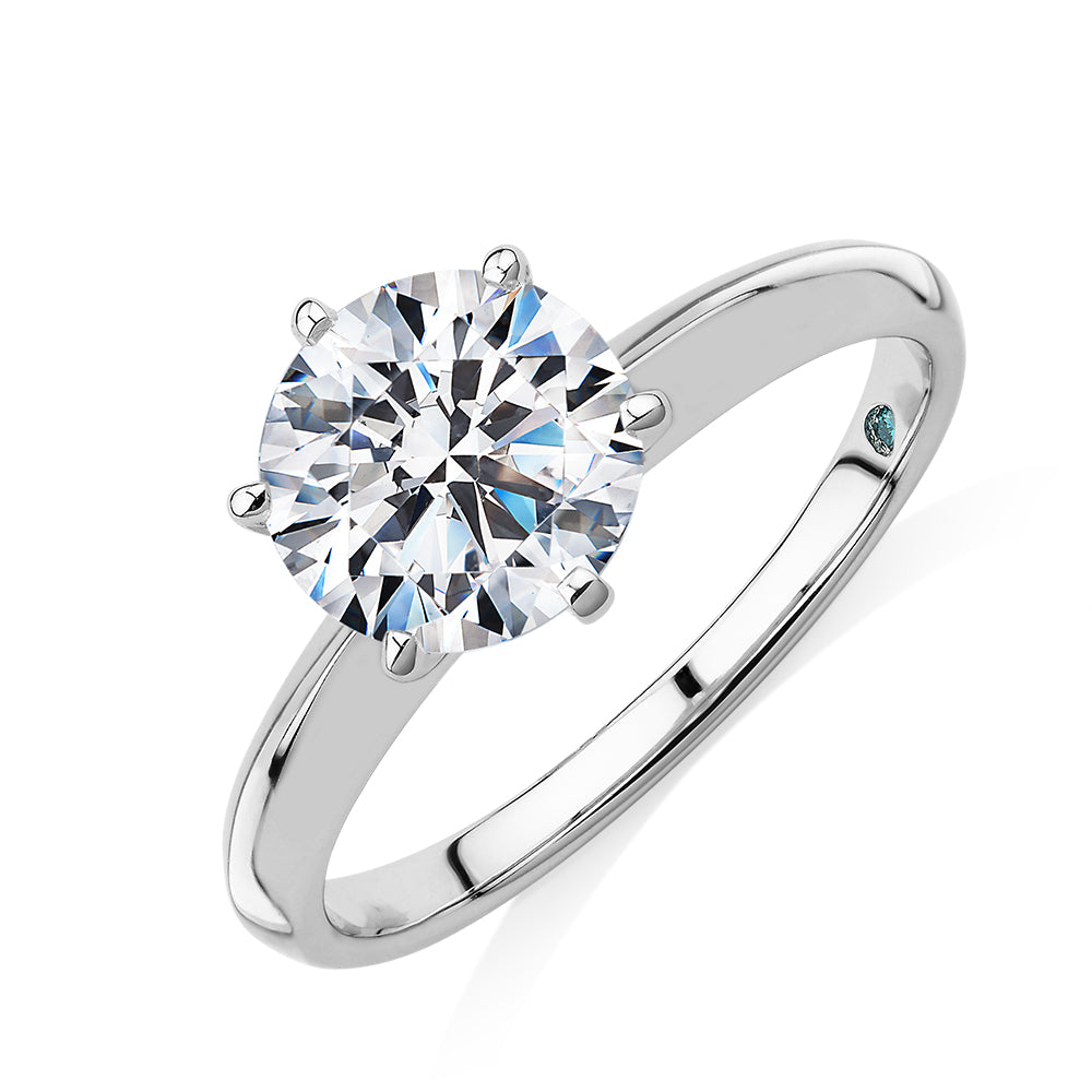 Premium Certified Laboratory Created Diamond, 2.00 carat round brilliant solitaire engagement ring in 14 carat white gold