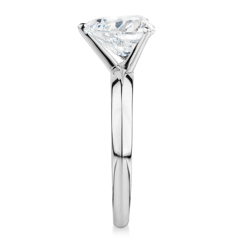 Heart solitaire engagement ring with 2.41 carat* diamond simulant in 14 carat white gold