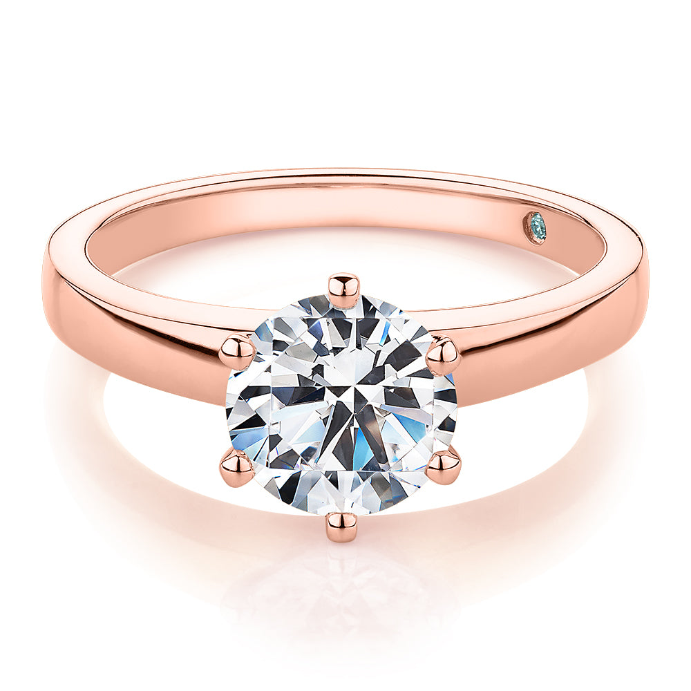 Premium Certified Lab-Grown Diamond, 1.50 carat round brilliant solitaire engagement ring in 14 carat rose gold