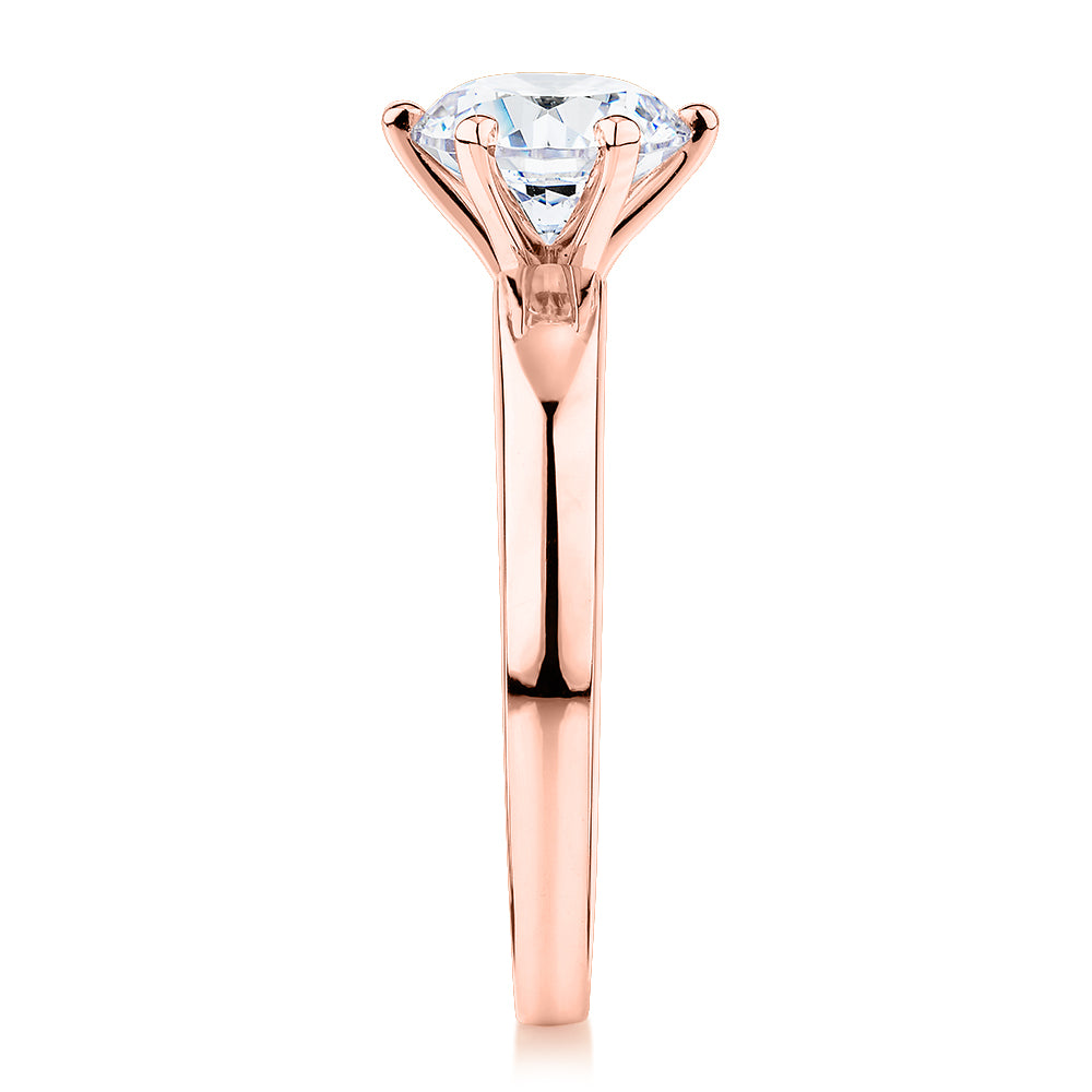 Premium Certified Lab-Grown Diamond, 1.50 carat round brilliant solitaire engagement ring in 14 carat rose gold