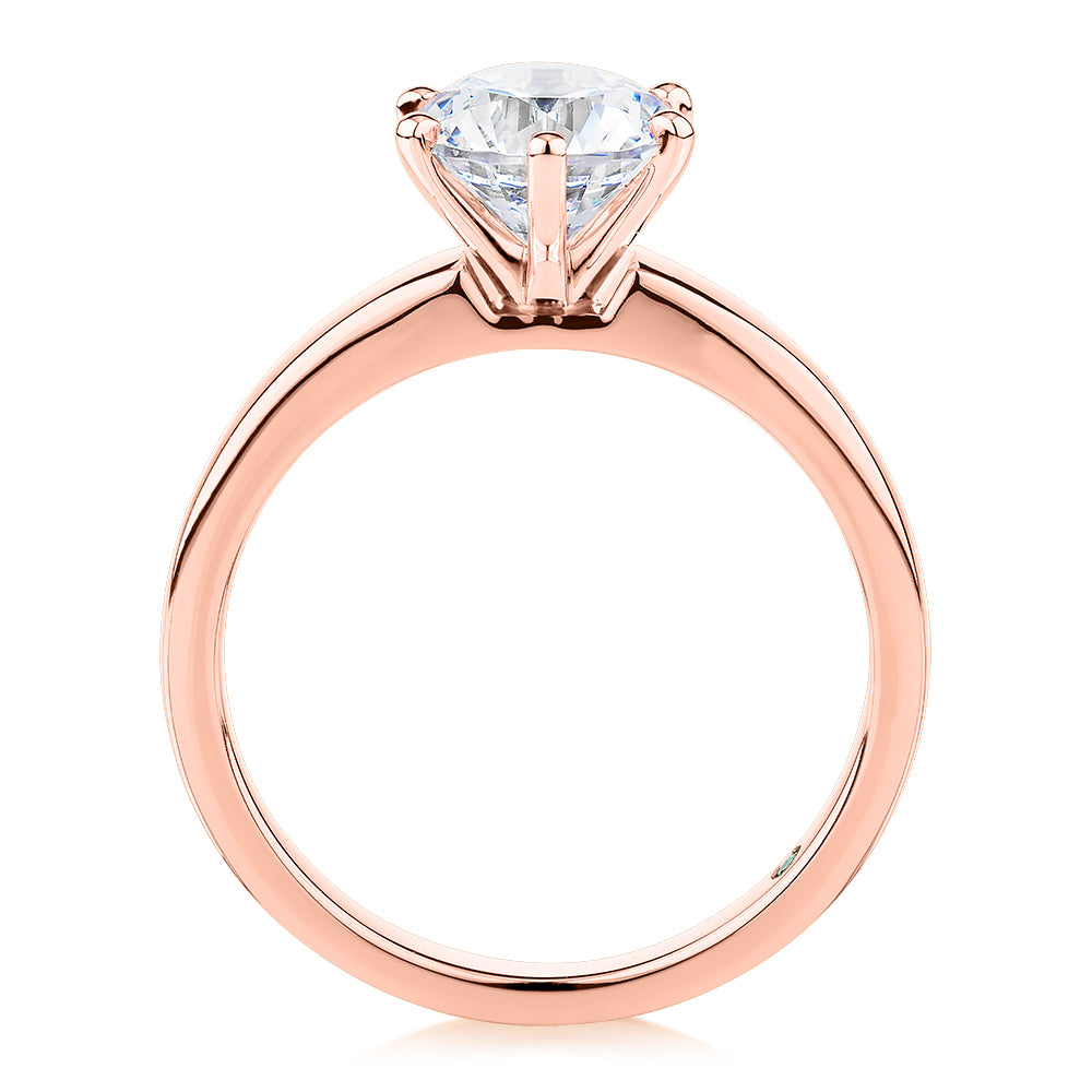 Premium Certified Lab-Grown Diamond, 1.50 carat round brilliant solitaire engagement ring in 14 carat rose gold