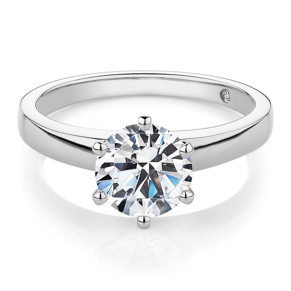 Signature Simulant Diamond 1.50 carat* round brilliant solitaire engagement ring in 14 carat white gold
