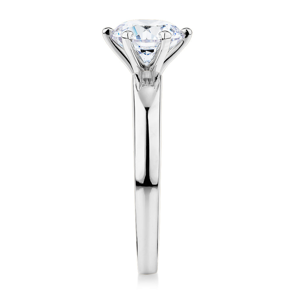 Signature Simulant Diamond 1.50 carat* round brilliant solitaire engagement ring in 14 carat white gold