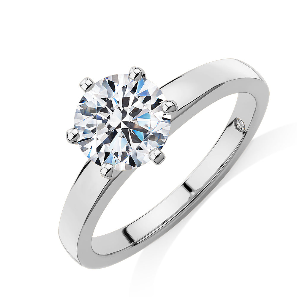 Signature Simulant Diamond 1.50 carat* round brilliant solitaire engagement ring in 14 carat white gold