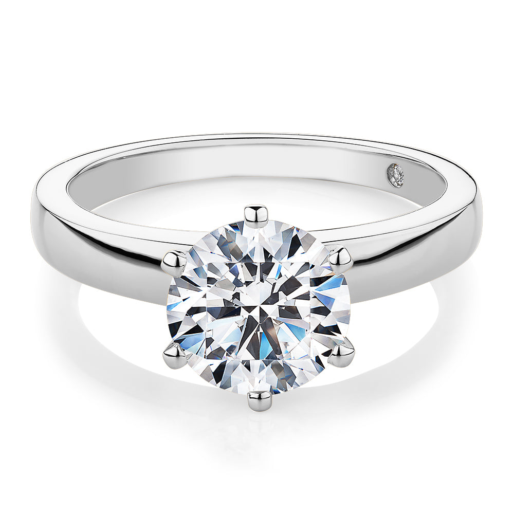 Signature Simulant Diamond 2.00 carat* round brilliant solitaire engagement ring in 14 carat white gold