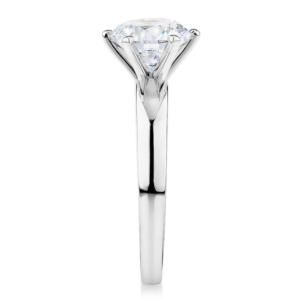 Signature Simulant Diamond 2.00 carat* round brilliant solitaire engagement ring in 14 carat white gold