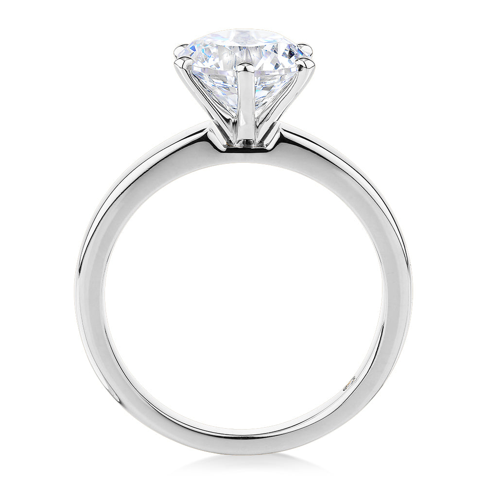Signature Simulant Diamond 2.00 carat* round brilliant solitaire engagement ring in 14 carat white gold