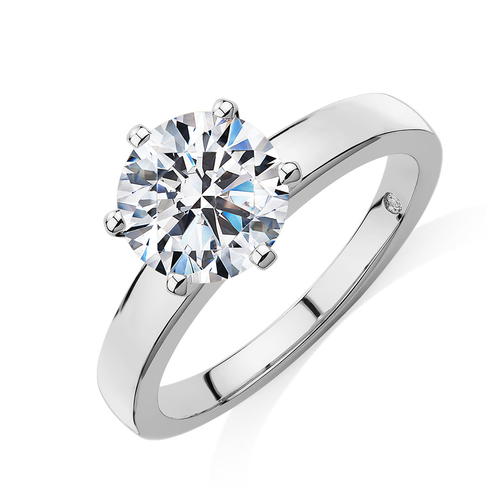 Signature Simulant Diamond 2.00 carat* round brilliant solitaire engagement ring in 14 carat white gold