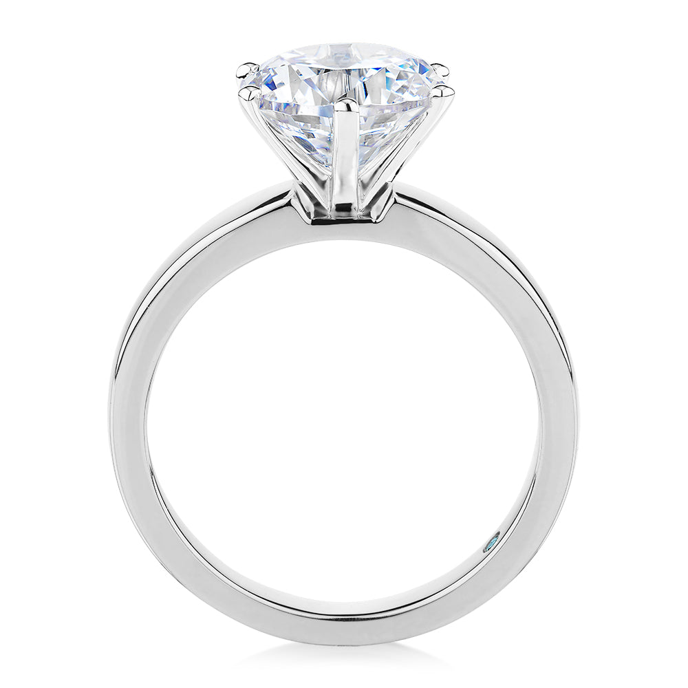 Premium Certified Lab-Grown Diamond, 3.00 carat round brilliant solitaire engagement ring in 14 carat white gold