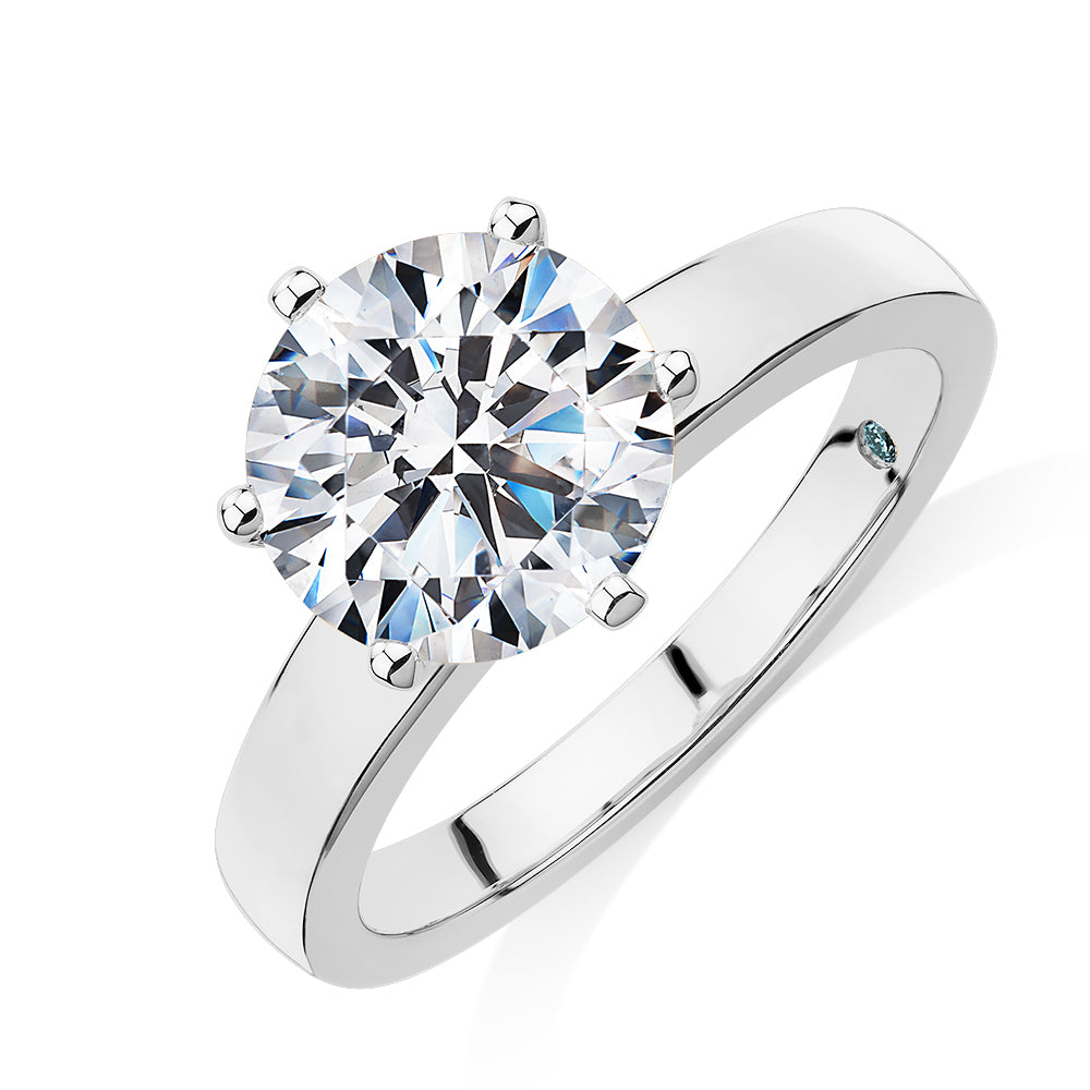 Premium Certified Lab-Grown Diamond, 3.00 carat round brilliant solitaire engagement ring in 14 carat white gold