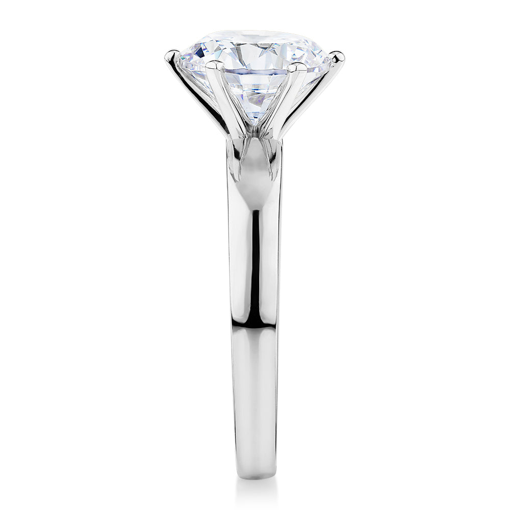 Signature Simulant Diamond 3.00 carat* round brilliant solitaire engagement ring in 14 carat white gold