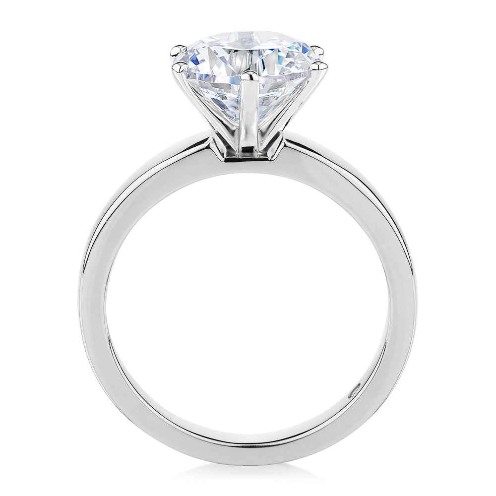 Signature Simulant Diamond 3.00 carat* round brilliant solitaire engagement ring in 14 carat white gold