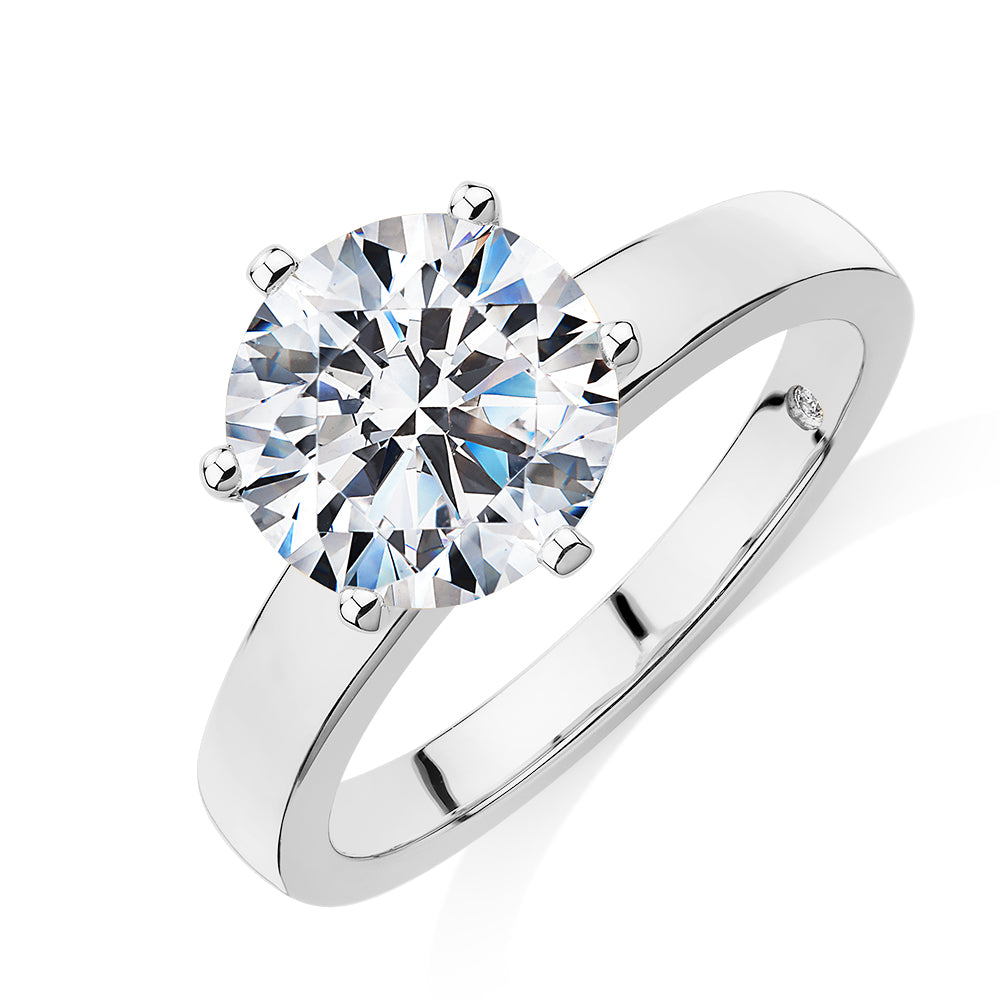 Signature Simulant Diamond 3.00 carat* round brilliant solitaire engagement ring in 14 carat white gold