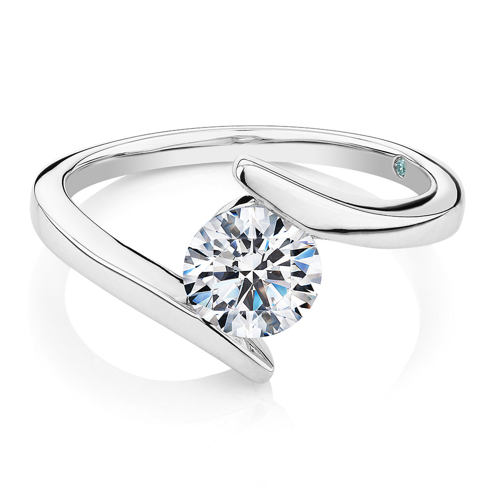 Premium Certified Lab-Grown Diamond, 1.00 carat round brilliant solitaire engagement ring in 10 carat white gold