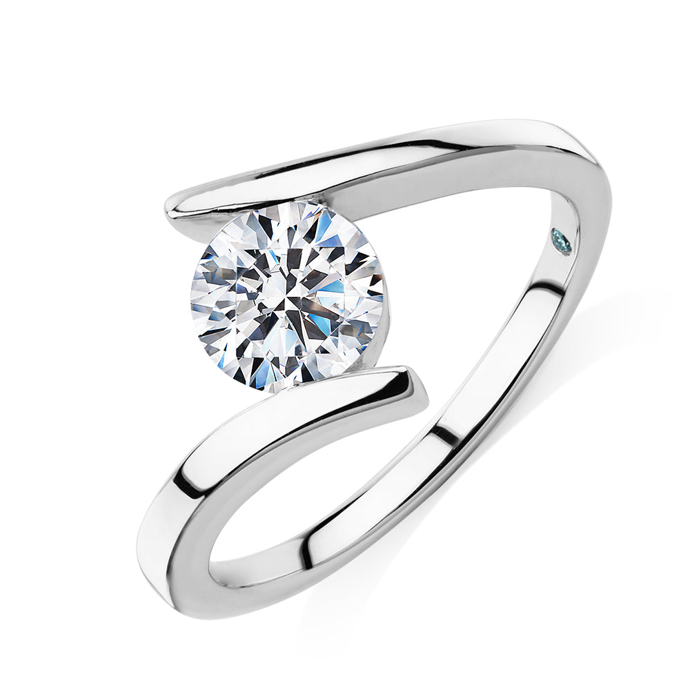 Premium Certified Lab-Grown Diamond, 1.00 carat round brilliant solitaire engagement ring in 10 carat white gold