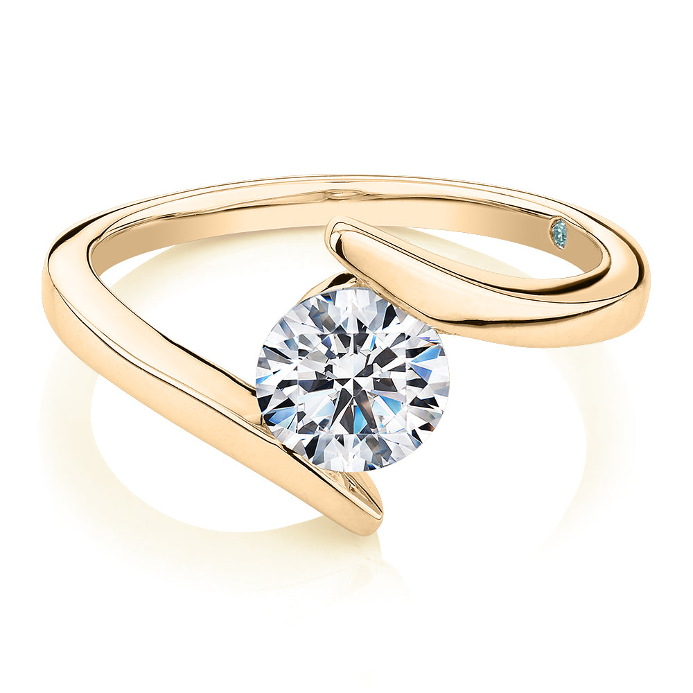 Premium Certified Lab-Grown Diamond, 1.00 carat round brilliant solitaire engagement ring in 10 carat yellow gold