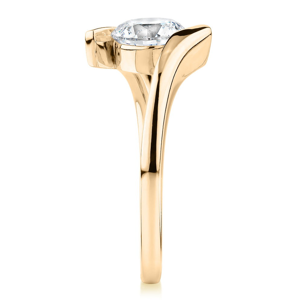 Premium Certified Lab-Grown Diamond, 1.00 carat round brilliant solitaire engagement ring in 10 carat yellow gold
