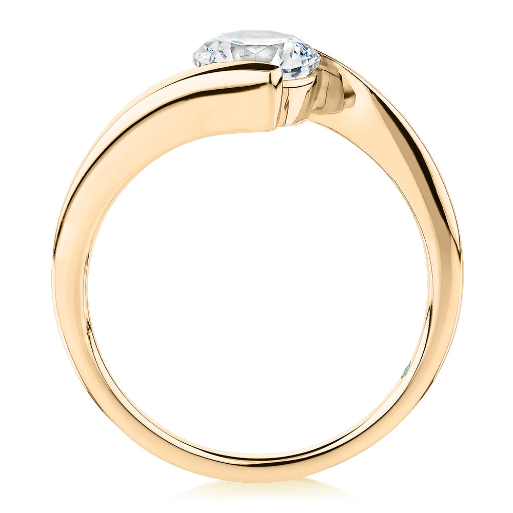 Premium Certified Lab-Grown Diamond, 1.00 carat round brilliant solitaire engagement ring in 10 carat yellow gold