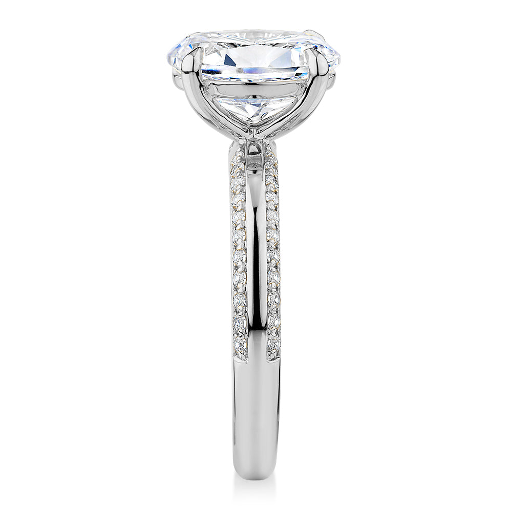 Premium Certified Lab-Grown Diamond 2.24 carat TW oval cut shouldered engagement ring in 14 carat white gold