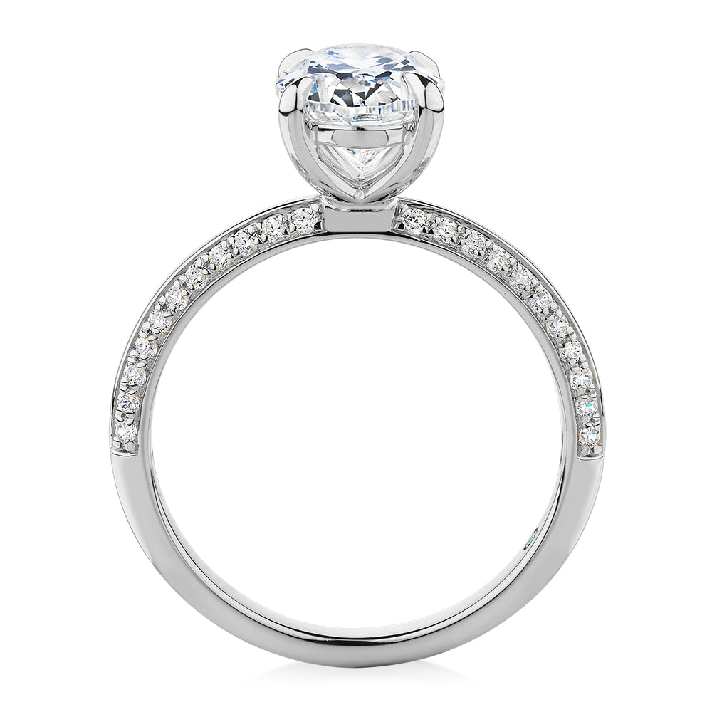 Premium Certified Lab-Grown Diamond 2.24 carat TW oval cut shouldered engagement ring in 14 carat white gold