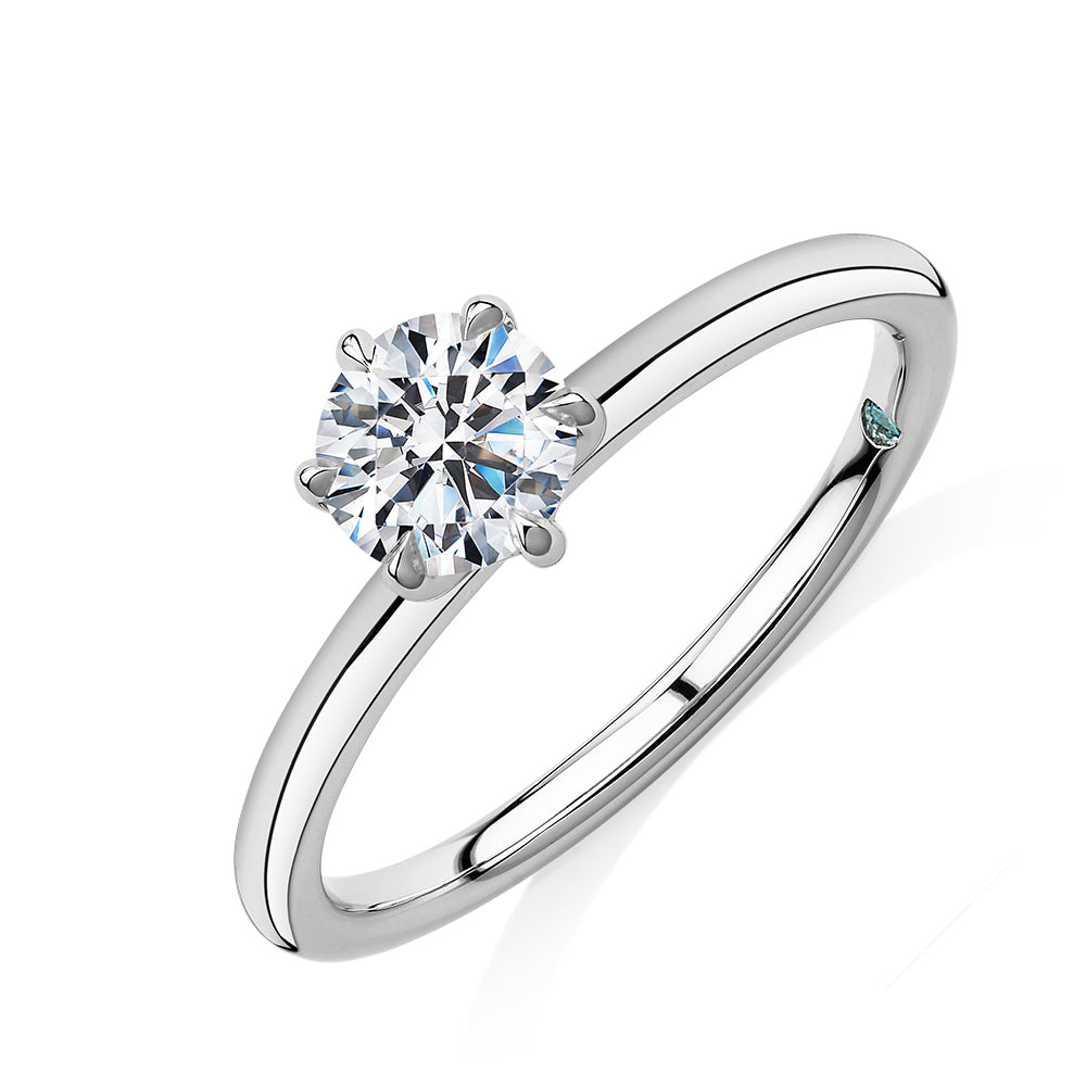 Premium Certified Laboratory Created Diamond, 0.70 carat round brilliant solitaire engagement ring in 14 carat white gold