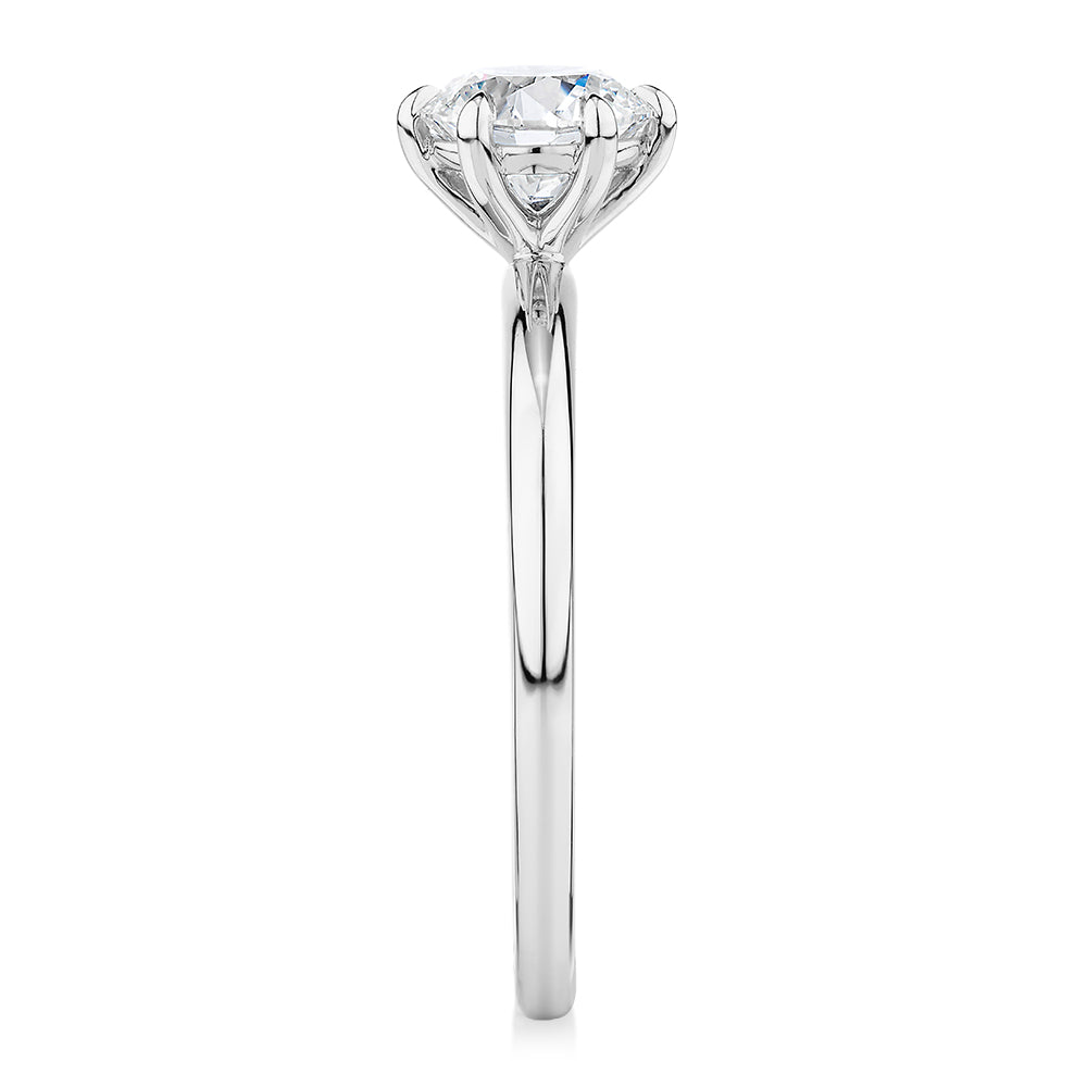 Signature Simulant Diamond 1.00 carat* round brilliant solitaire engagement ring in 14 carat white gold