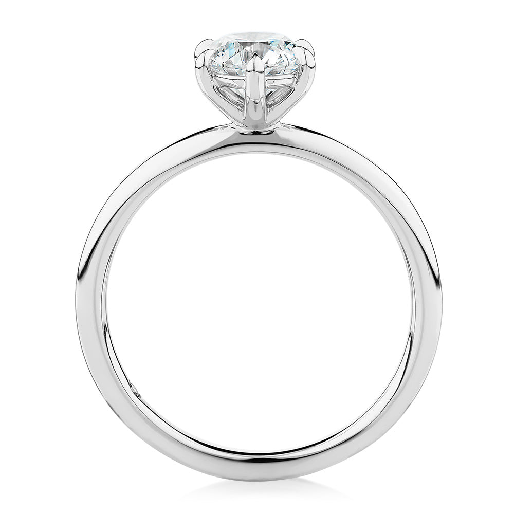 Signature Simulant Diamond 1.00 carat* round brilliant solitaire engagement ring in 14 carat white gold