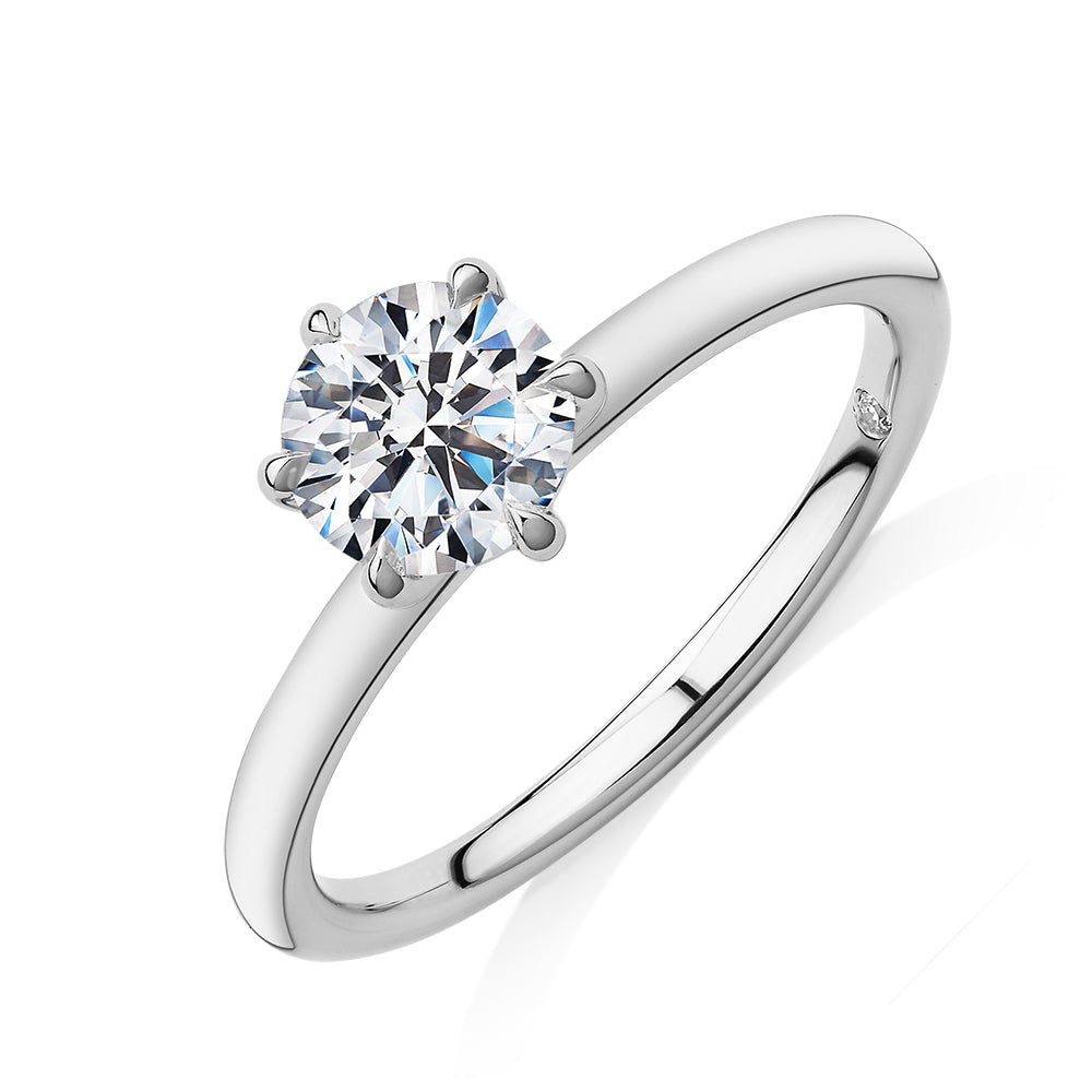 Signature Simulant Diamond 1.00 carat* round brilliant solitaire engagement ring in 14 carat white gold