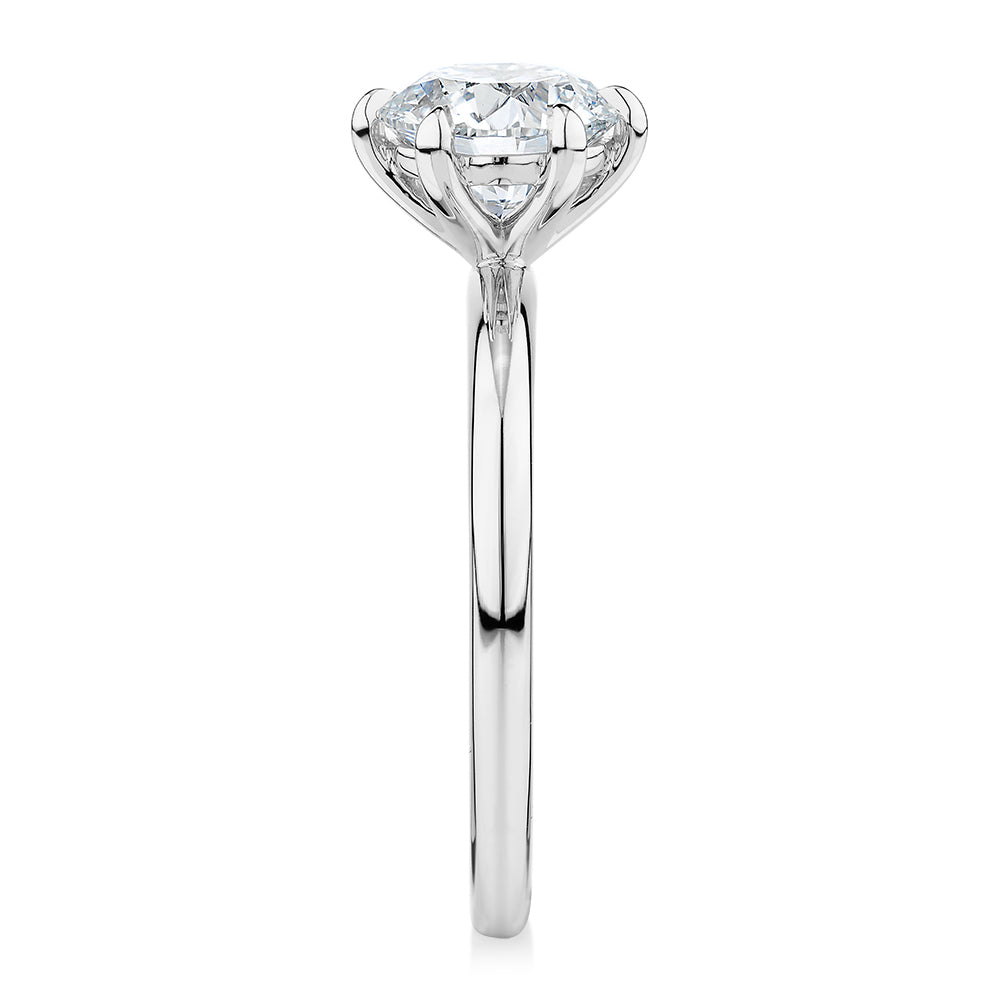 Premium Certified Lab-Grown Diamond, 1.50 carat round brilliant solitaire engagement ring in 18 carat white gold
