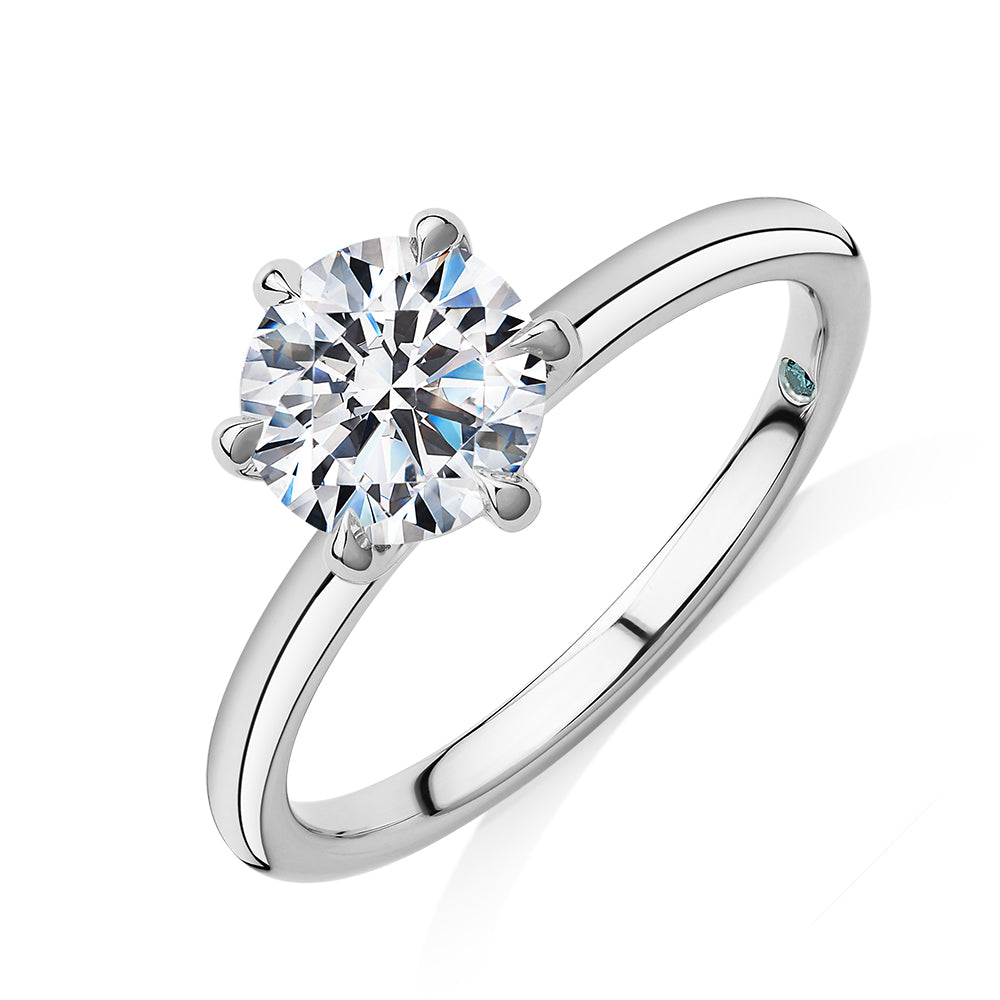 Premium Certified Lab-Grown Diamond, 1.50 carat round brilliant solitaire engagement ring in 18 carat white gold