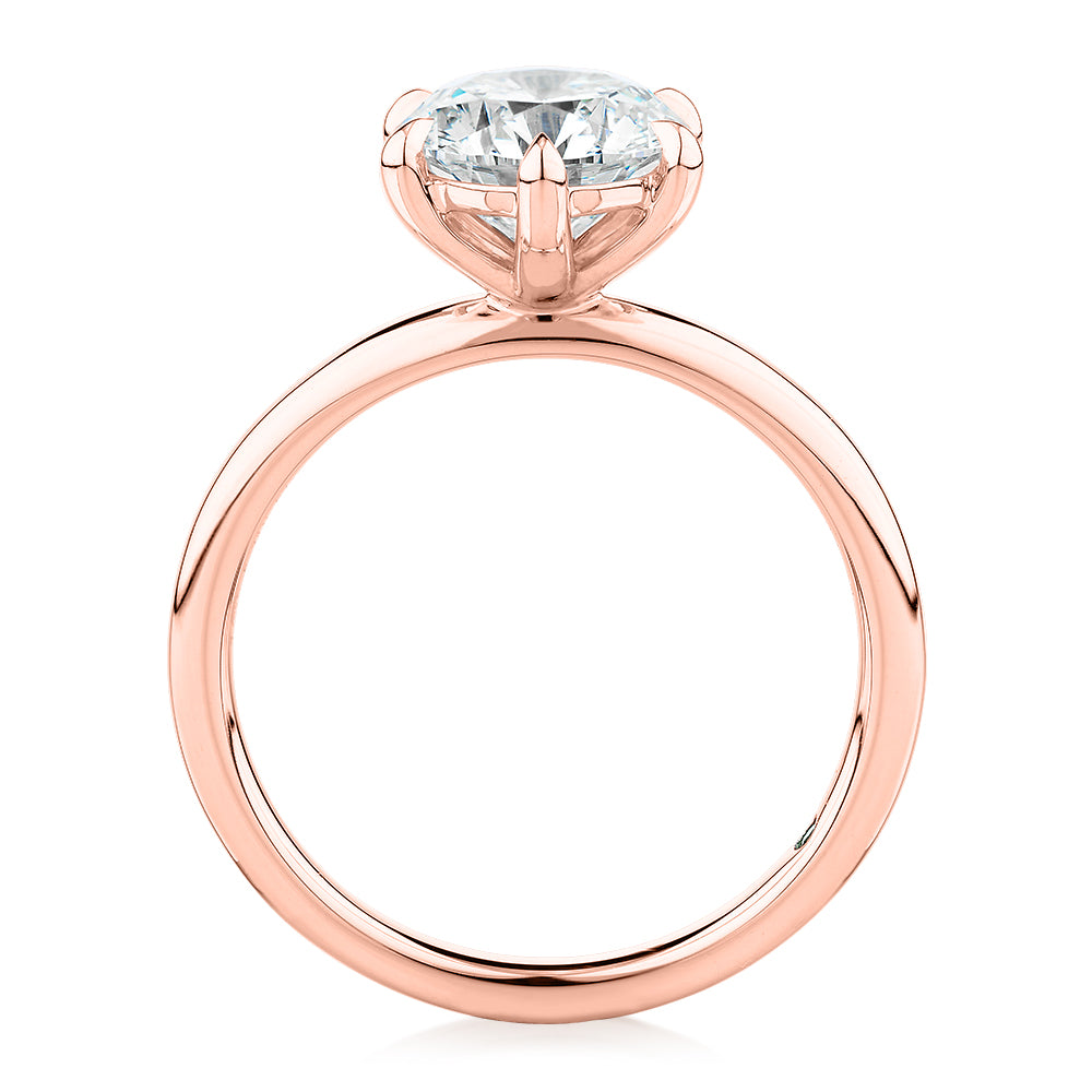 Premium Certified Lab-Grown Diamond, 2.00 carat round brilliant solitaire engagement ring in 14 carat rose gold