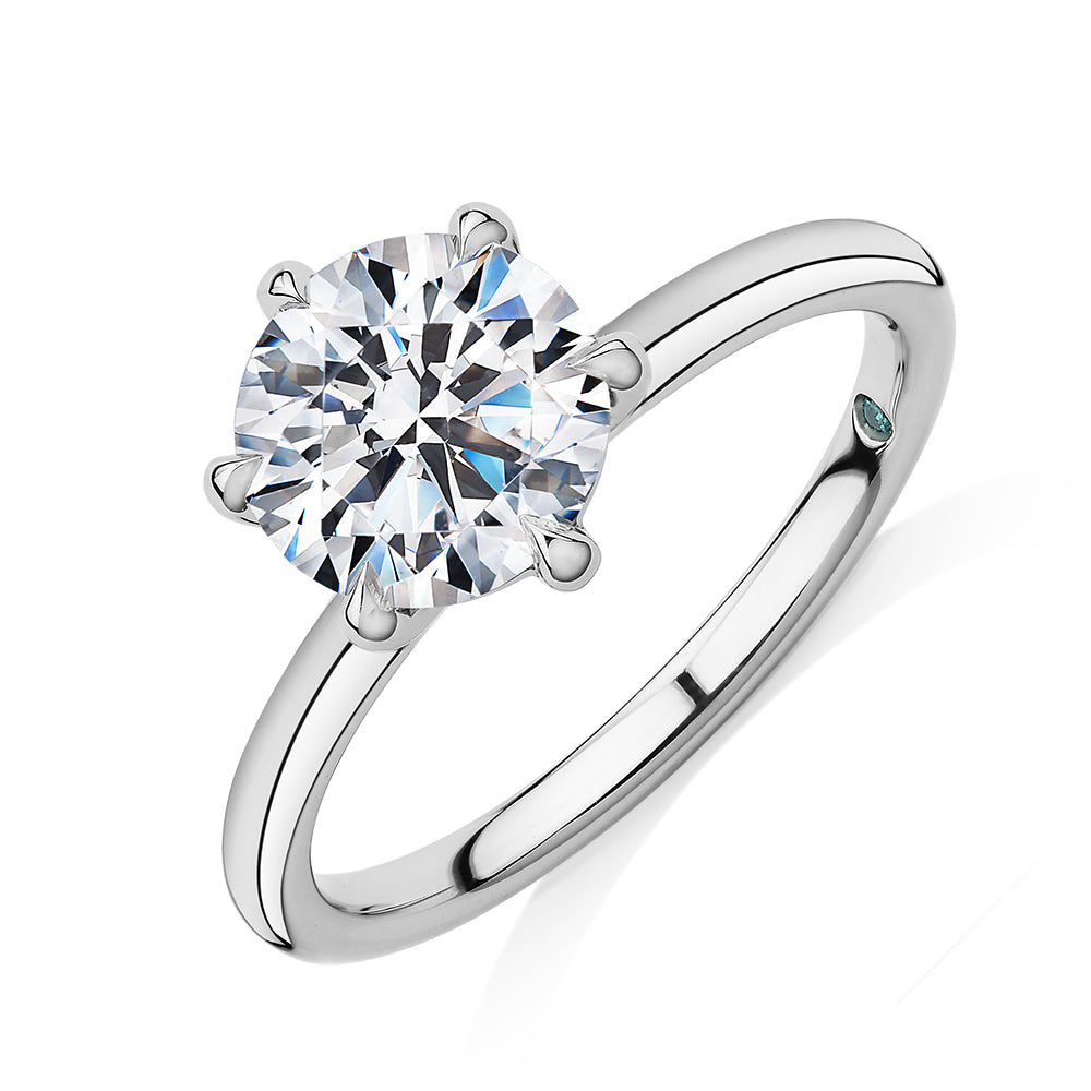 Premium Certified Laboratory Created Diamond, 2.00 carat round brilliant solitaire engagement ring in 14 carat white gold