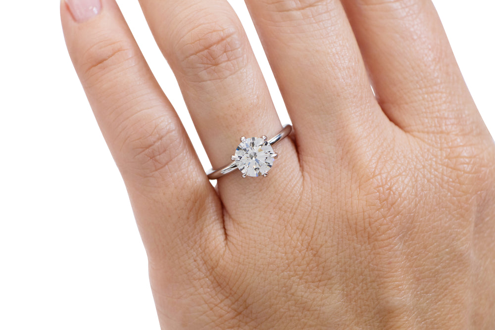 Signature Simulant Diamond 2.00 carat* round brilliant solitaire engagement ring in 14 carat rose gold