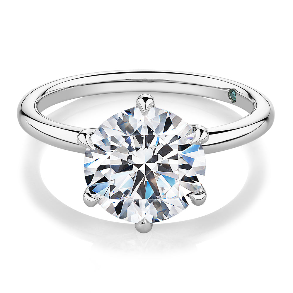 Premium Certified Laboratory Created Diamond, 3.00 carat round brilliant solitaire engagement ring in platinum