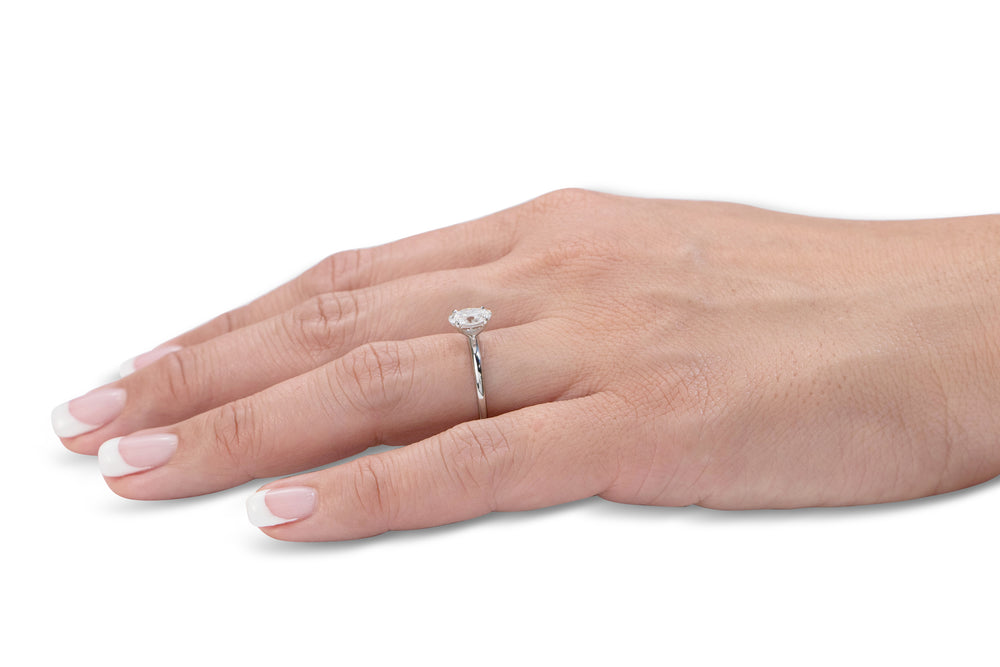 Premium Certified Lab-Grown Diamond, 1.00 carat oval solitaire engagement ring in 14 carat yellow gold