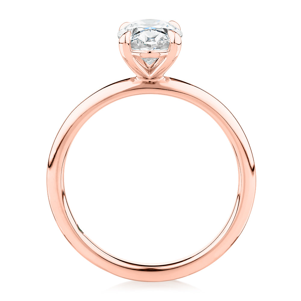Premium Certified Lab-Grown Diamond, 1.50 carat oval solitaire engagement ring in 14 carat rose gold