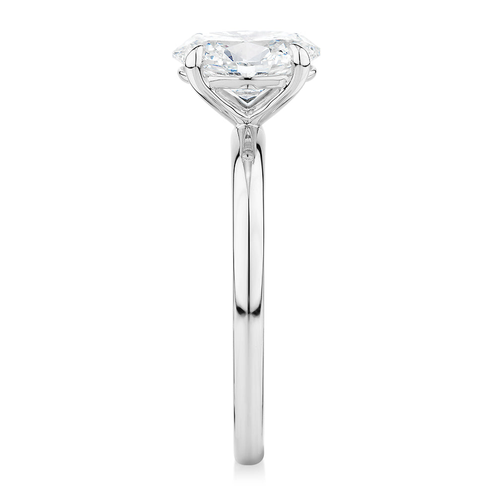 Premium Certified Lab-Grown Diamond, 1.50 carat oval solitaire engagement ring in 14 carat white gold