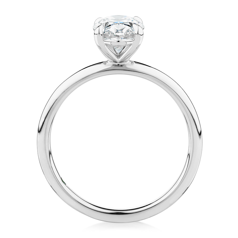 Premium Certified Lab-Grown Diamond, 1.50 carat oval solitaire engagement ring in 14 carat white gold