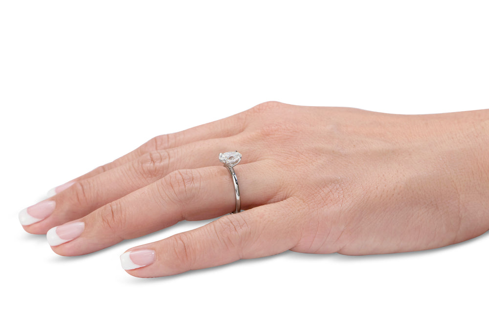 Premium Certified Lab-Grown Diamond, 1.50 carat oval solitaire engagement ring in 14 carat white gold