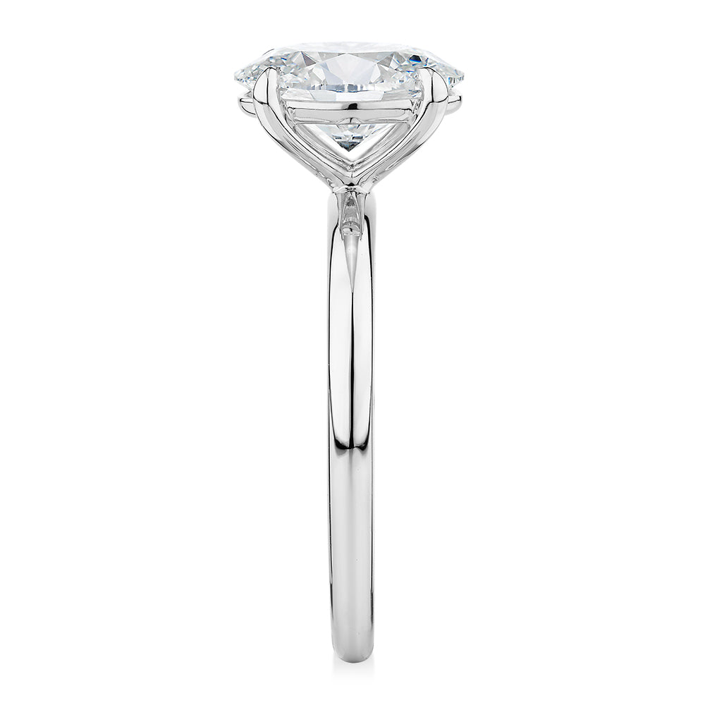 Premium Certified Lab-Grown Diamond, 2.00 carat oval solitaire engagement ring in 14 carat white gold