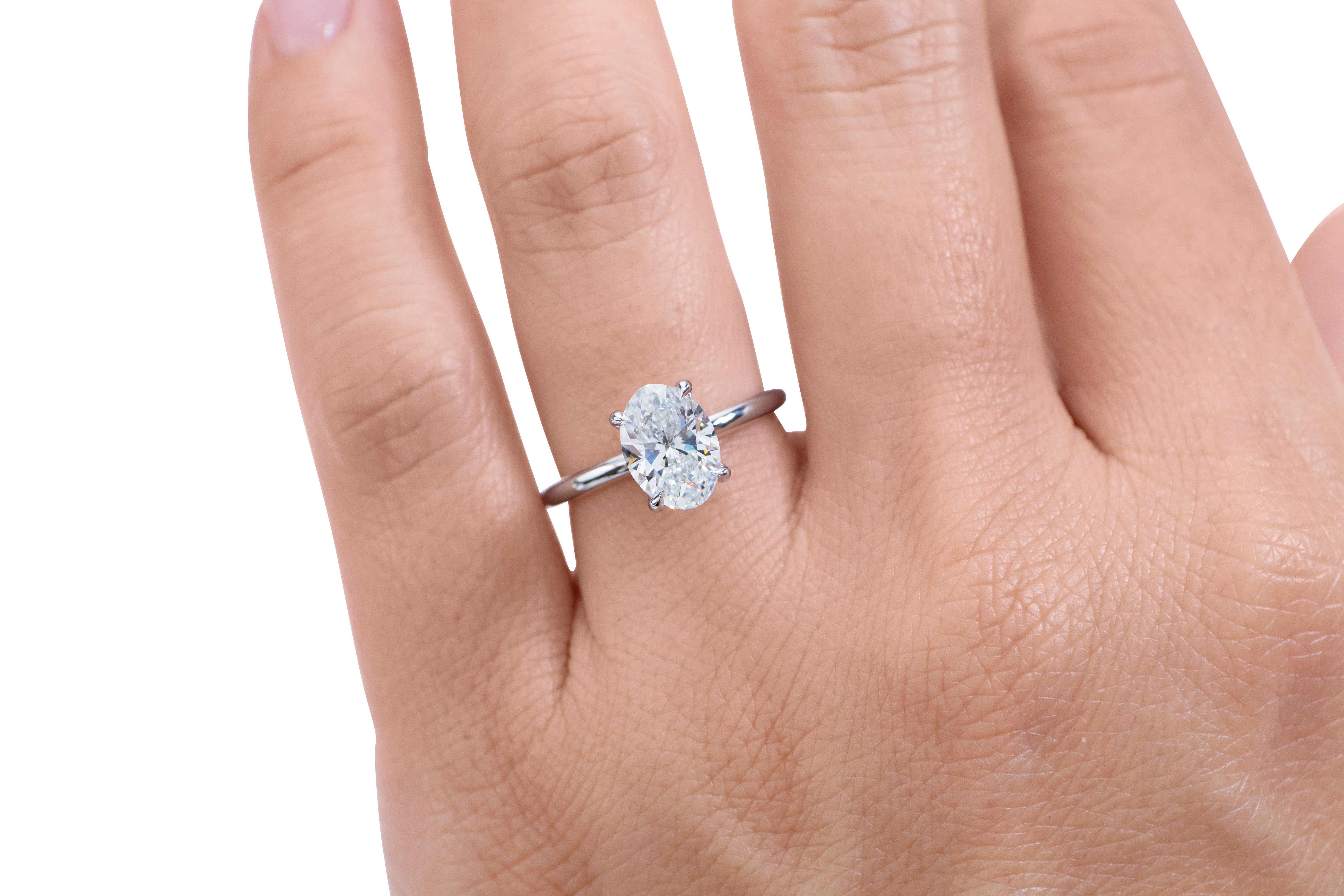 Premium Certified Lab-Grown Diamond, 2.00 carat oval solitaire engagement ring in 14 carat yellow gold