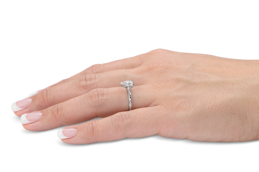 Premium Certified Lab-Grown Diamond, 1.00 carat pear solitaire engagement ring in 14 carat yellow and white gold