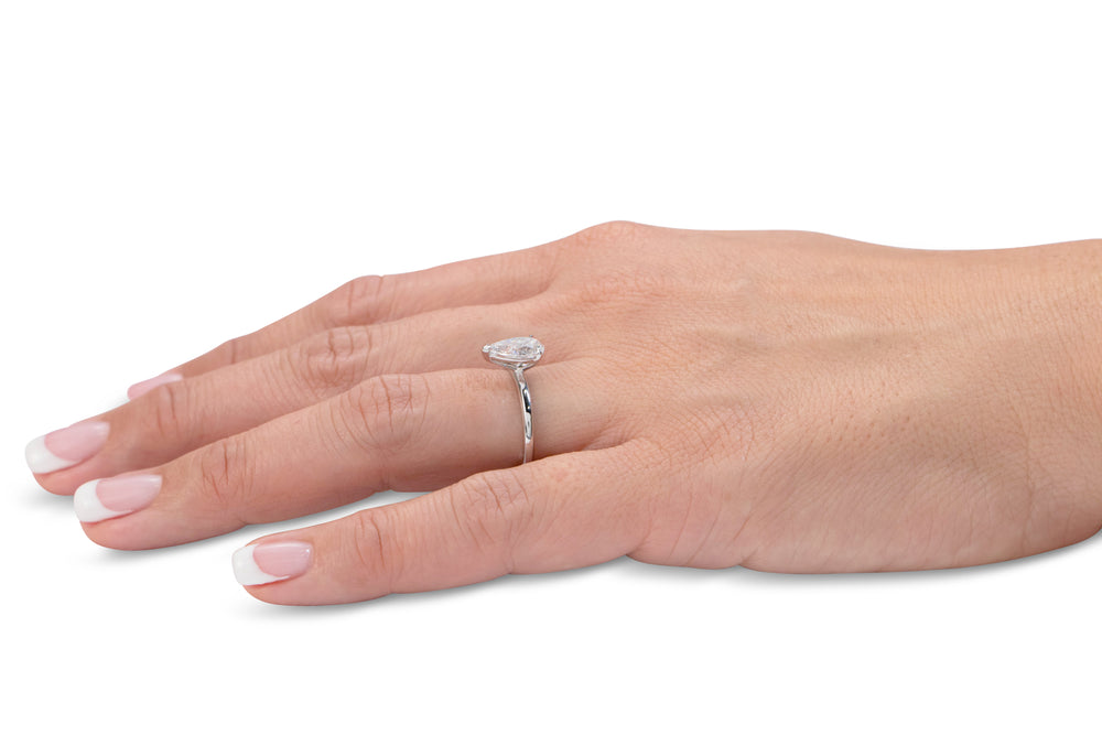 Premium Certified Lab-Grown Diamond, 1.50 carat pear solitaire engagement ring in platinum