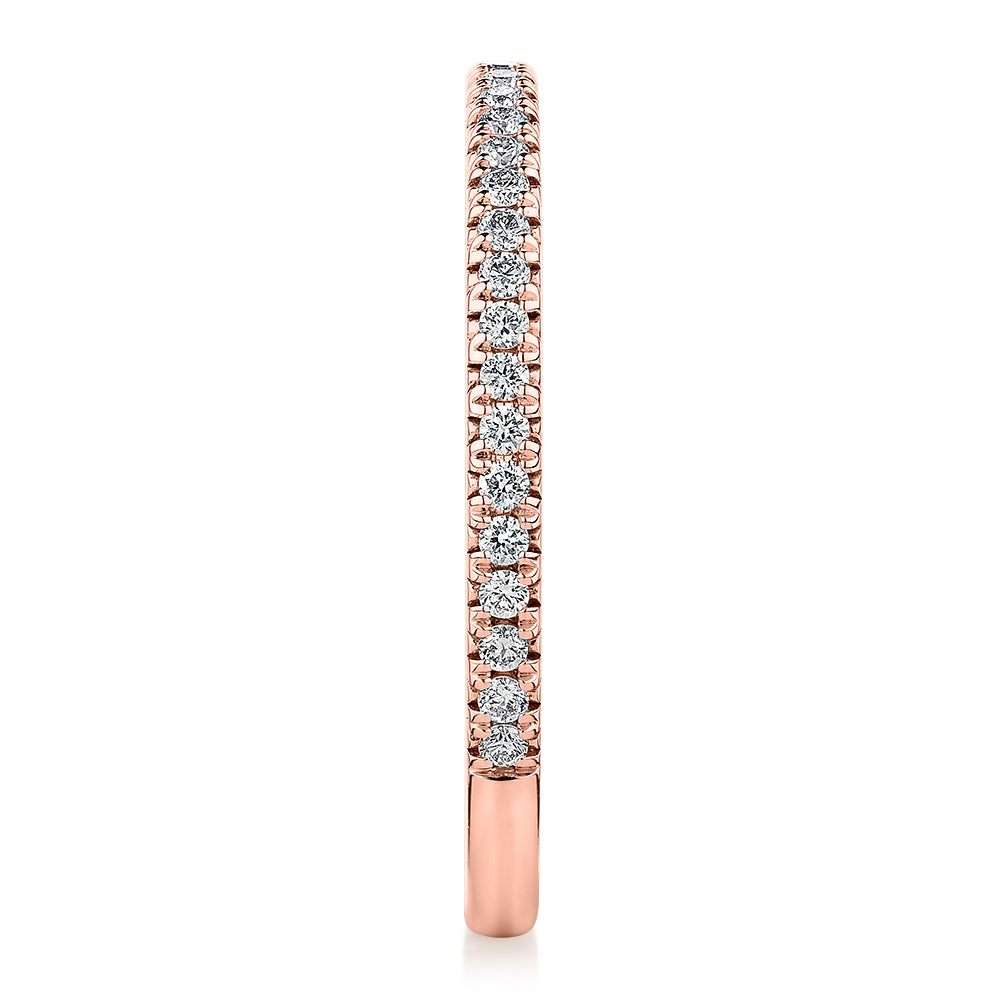 Premium Laboratory Created Diamond, 0.23 carat TW round brilliant wedding or eternity band in 18 carat rose gold