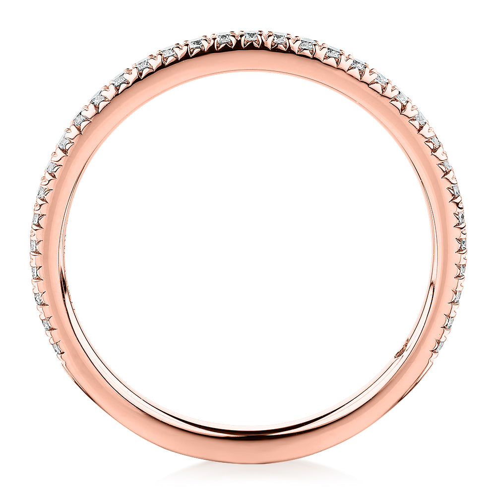 Premium Laboratory Created Diamond, 0.23 carat TW round brilliant wedding or eternity band in 18 carat rose gold