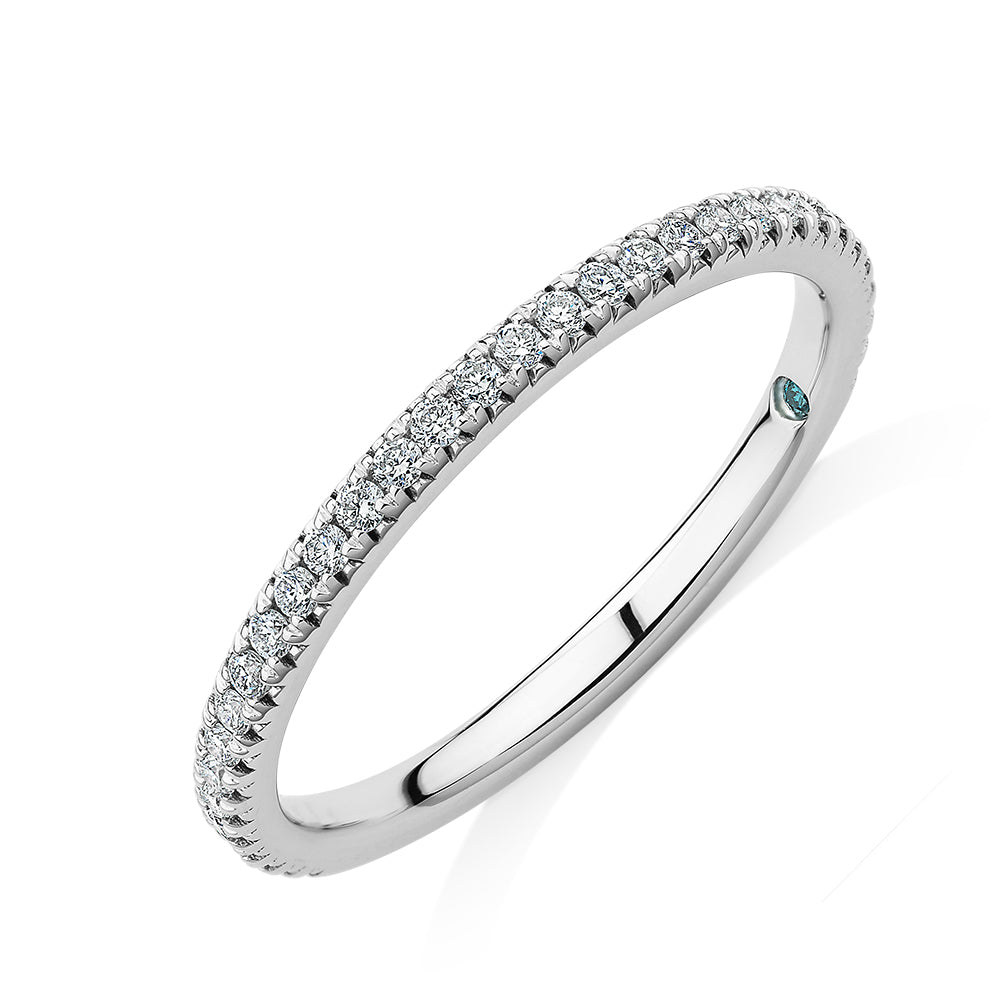 Premium Laboratory Created Diamond, 0.23 carat TW round brilliant wedding or eternity band in 14 carat white gold
