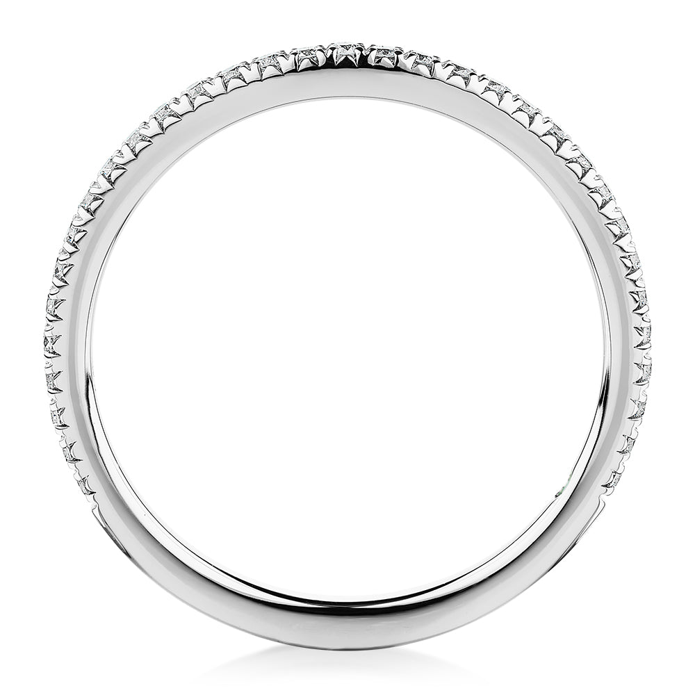Premium Laboratory Created Diamond, 0.23 carat TW round brilliant curved wedding or eternity band in 18 carat white gold